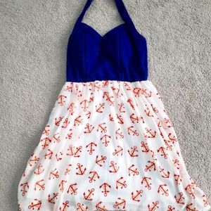 Anchor print halter dress